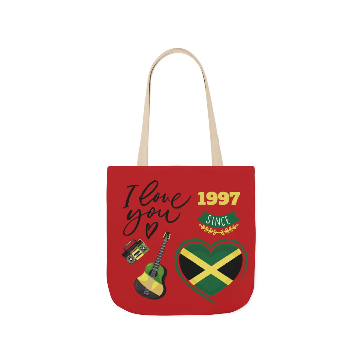 Personalized D.O.B & Initial Jamaica Theme Canvas Tote Bag