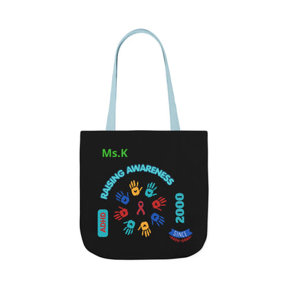 Autism Awareness Canvas Tote — Rainbow Handprints & Ribbon Design