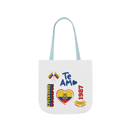 Ecuador Canvas Tote — "Te Amo" Heart Flag Design Personalized initial and D.O.B
