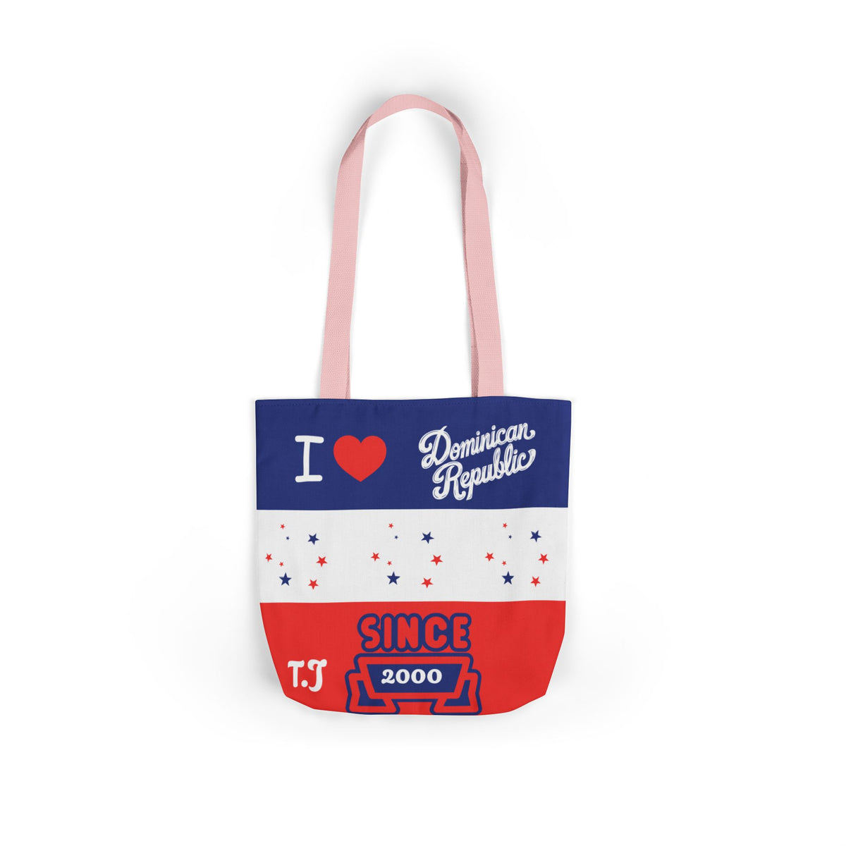 Personalized D.O.B & intinial,Dominican Republic Heart Canvas Tote —