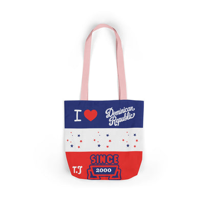 Personalized D.O.B & intinial,Dominican Republic Heart Canvas Tote —