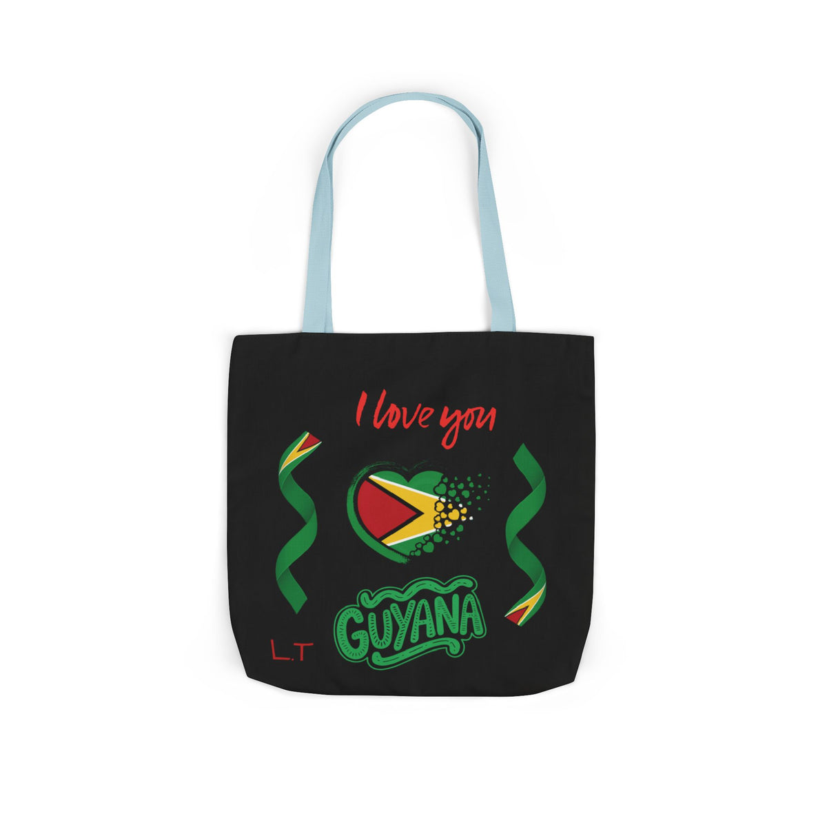 Personalized D.O.B and initial Love You Guyana Canvas Tote Bag