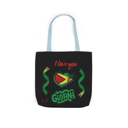 Personalized D.O.B and initial Love You Guyana Canvas Tote Bag