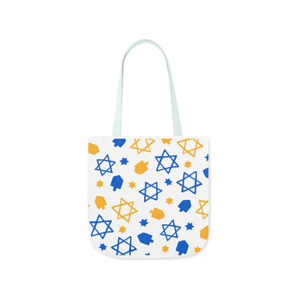 Blue and White Hanukkah Canvas Tote Bag