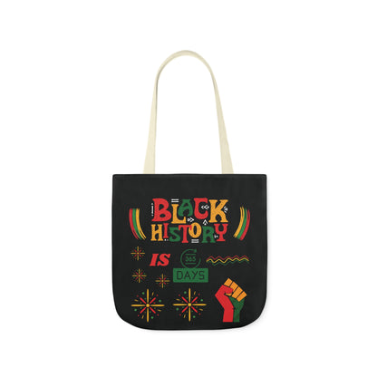 Black, Black History Graphic Design Canvas Tote Bag, 5-Color Straps