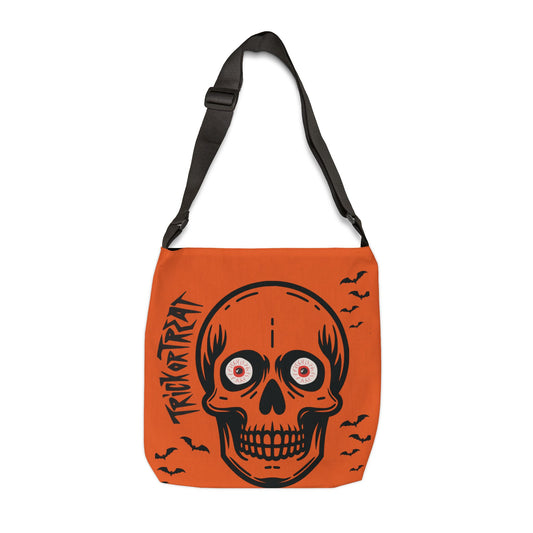 Personalized initial Orange and Black Halloween Tote Bag with shoulder strap