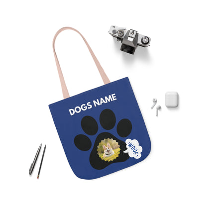 Blue Personalized Dog Canvas Tote Bag