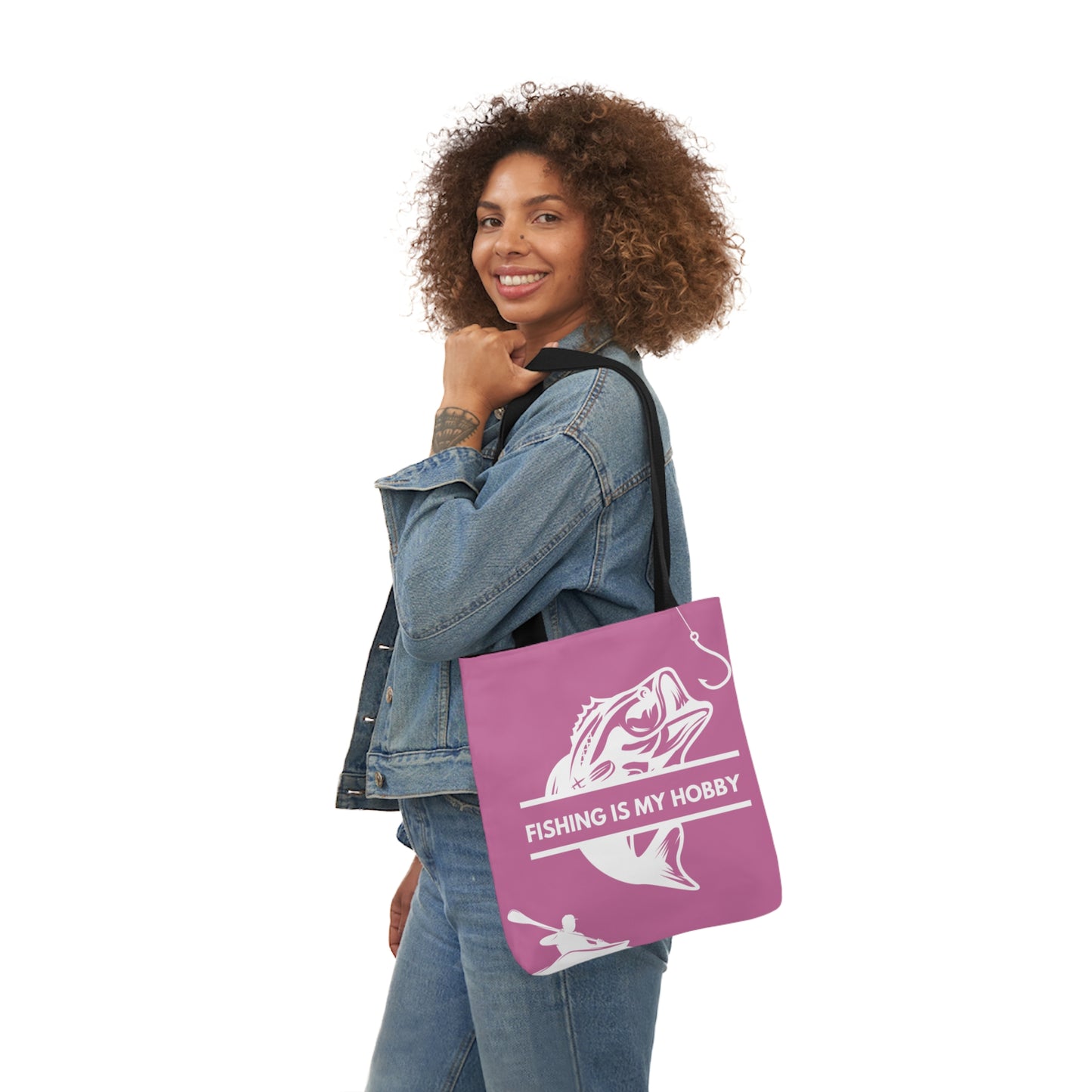 Fishing Canvas Pink Tote Bag