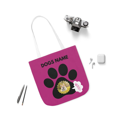 Pink Personalized Dog Canvas Tote Bag