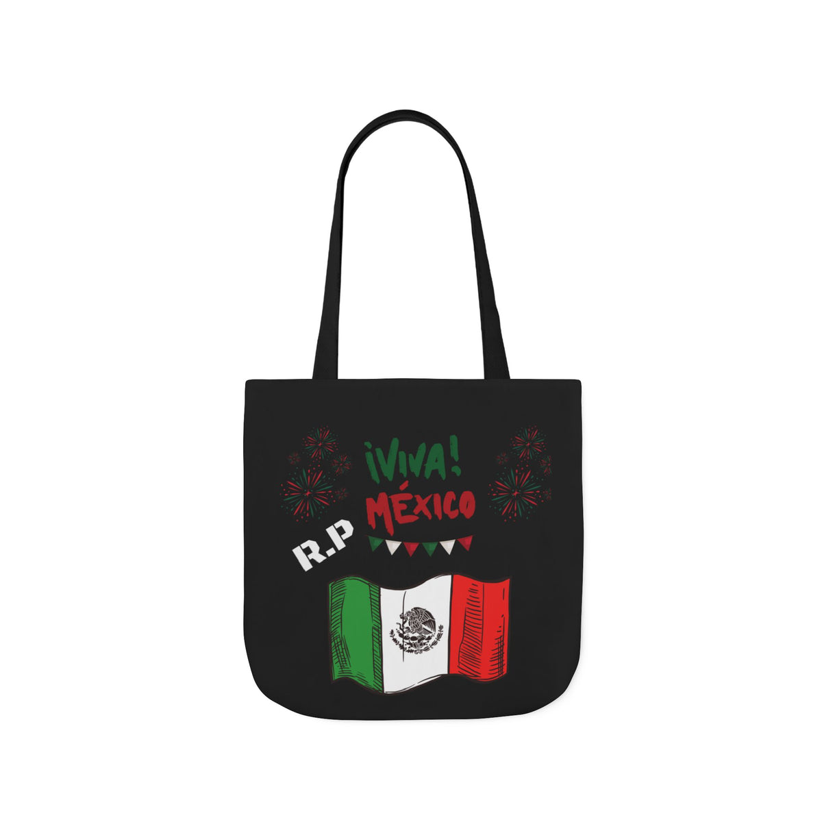 Personalized D.O.B and initial Viva México Flag Canvas Tote  Reusable Bag