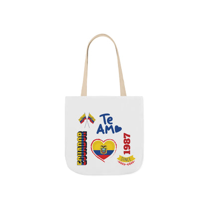Ecuador Canvas Tote — "Te Amo" Heart Flag Design Personalized initial and D.O.B