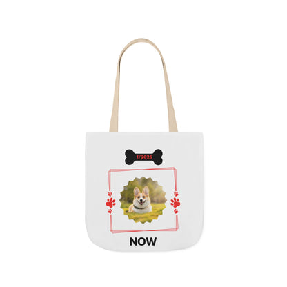 Personalized Dog Before and Now Photos White Canvas Tote Bag
