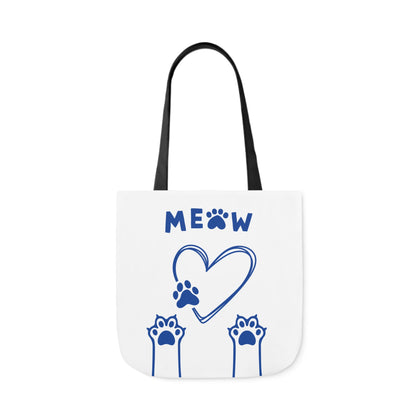 White and Blue Personalized Cat Canvas Tote Bag