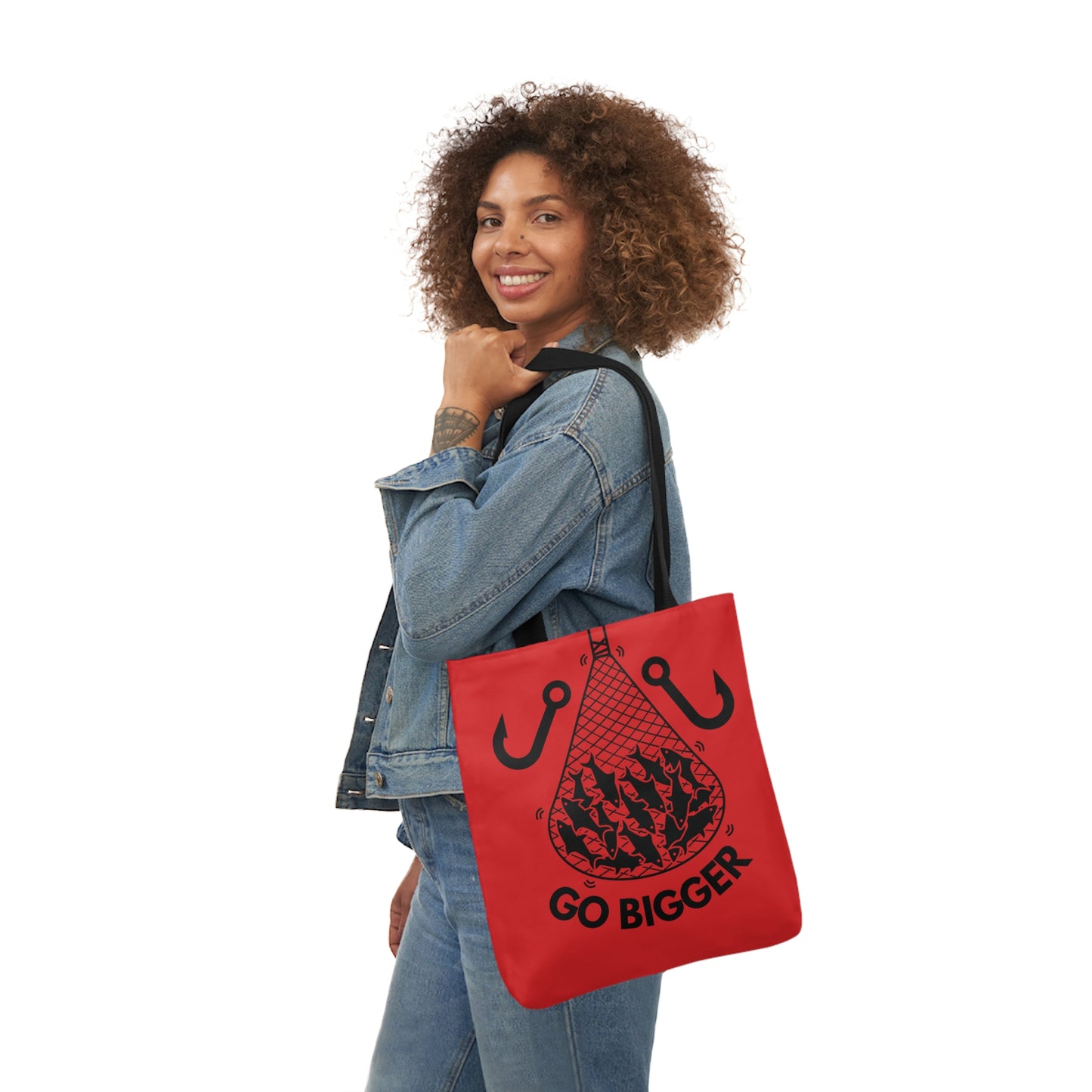 Fishing Canvas Red Tote Bag