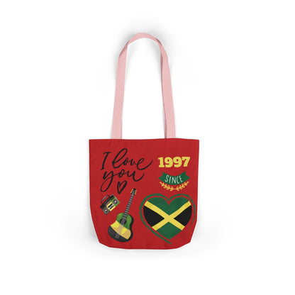Personalized D.O.B & Initial Jamaica Theme Canvas Tote Bag
