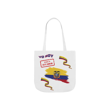 Ecuadorian Pride White Canvas Tote Bag with 5-Color Straps – Te Amo & Yo Soy Designs( Personalized Date of Birth & initials)