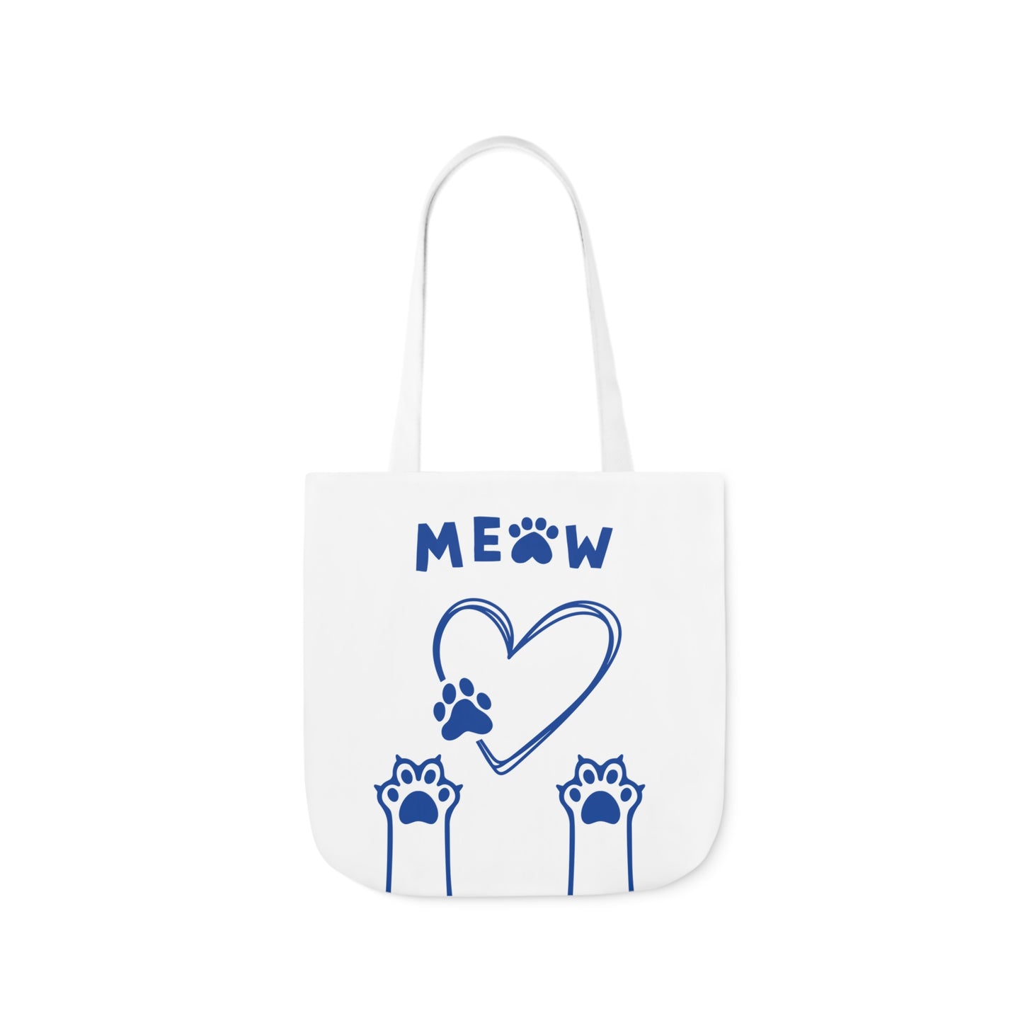 White and Blue Personalized Cat Canvas Tote Bag