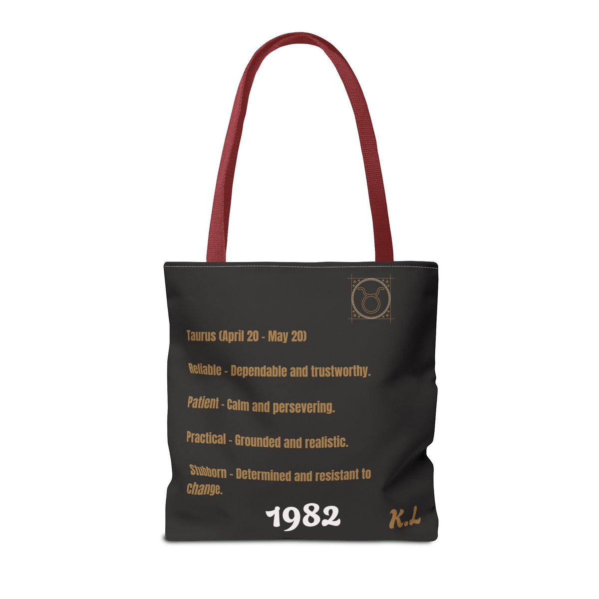 Personalized Taurus Vibes' Zodiac Canvas Tote Bag with Birth Year & Initials