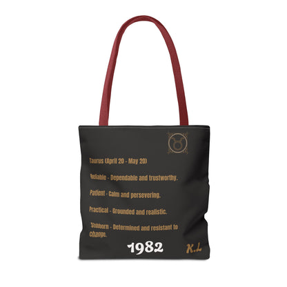 Personalized Taurus Vibes' Zodiac Canvas Tote Bag with Birth Year & Initials