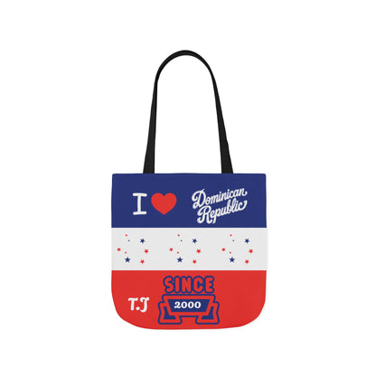 Personalized D.O.B & intinial,Dominican Republic Heart Canvas Tote —