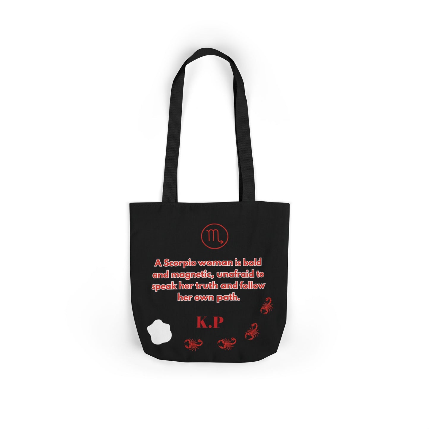 Personalized D.O.B Scorpio 1987 Tote Bag with initials in back — Zodiac Canvas Tote with Neon Scorpion Design
