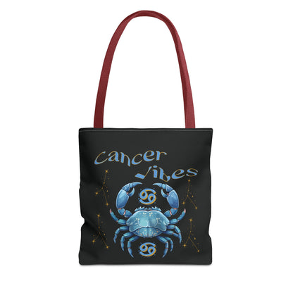 Black Zodiac Cancer Tote Bag