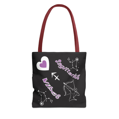 Personalized Initial & D.O.B Sagittarius Zodiac BlackCanvas Tote Bag