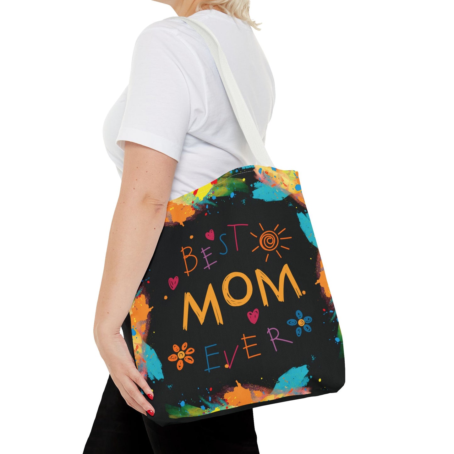 Mom Black Graphic Canvas Tote Bag