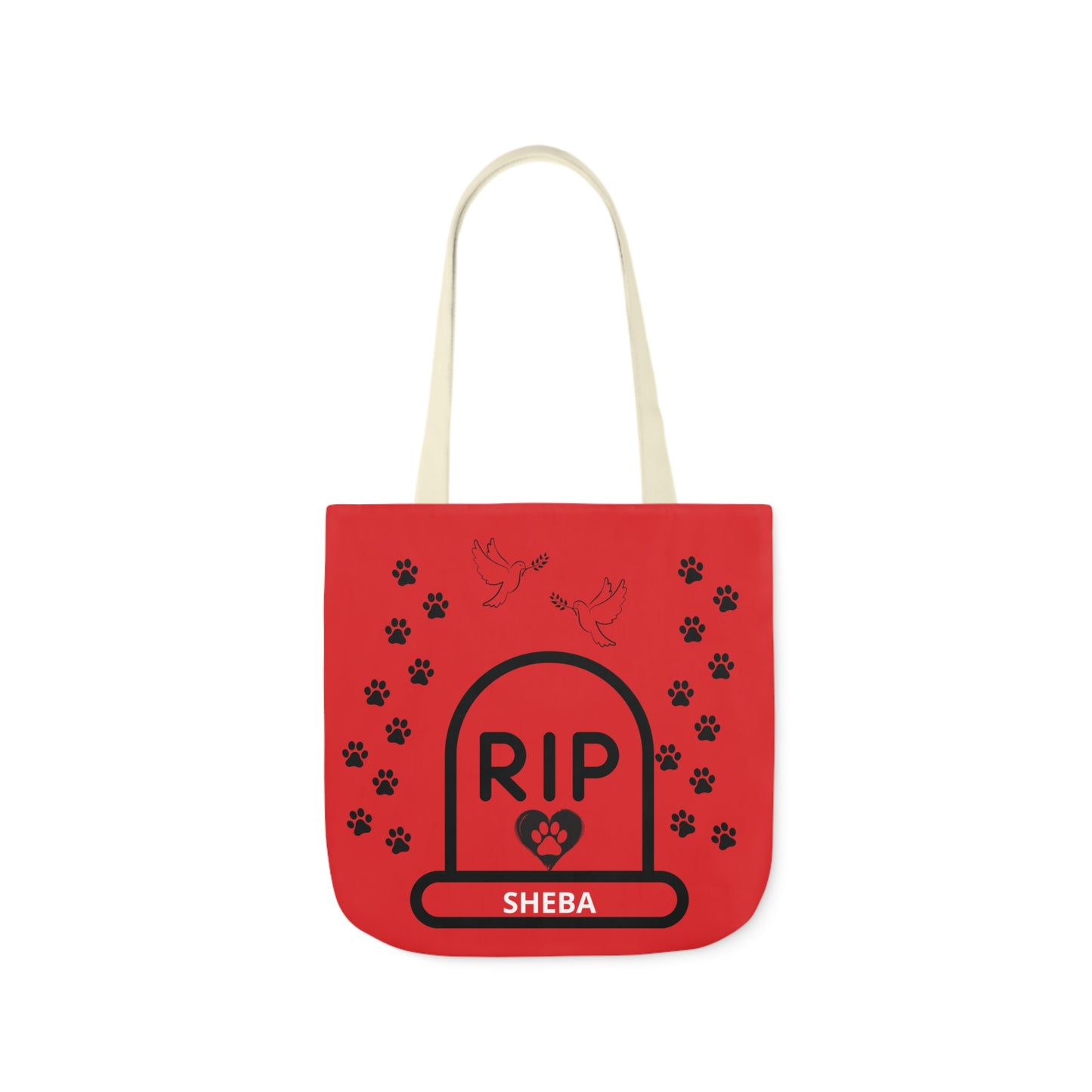 Red and Black Personalized Dog Memorial Tote Bag