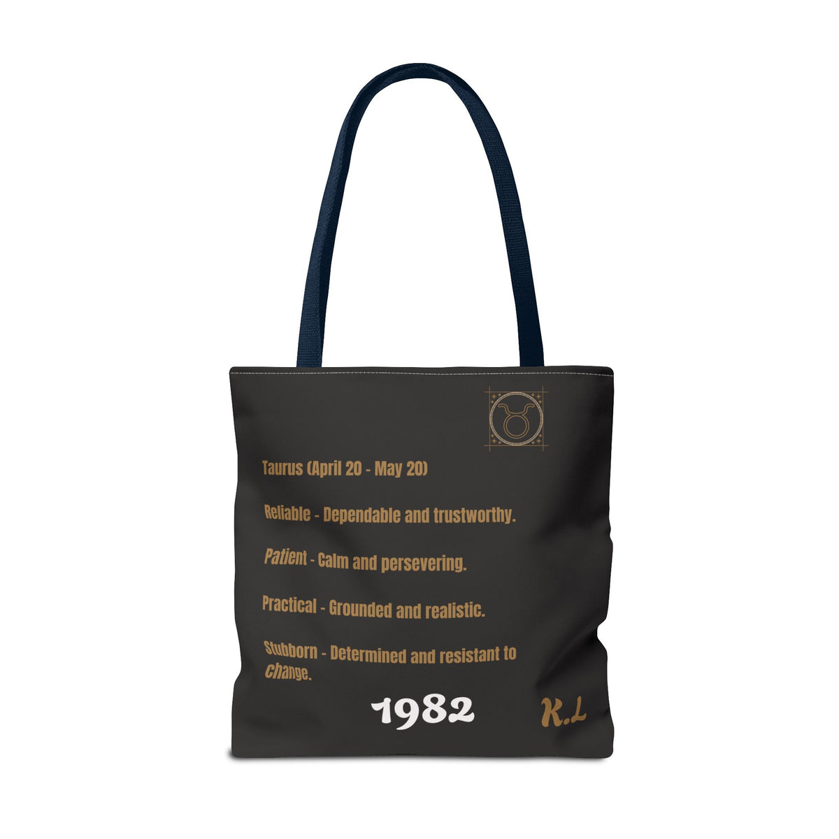 Personalized Taurus Vibes' Zodiac Canvas Tote Bag with Birth Year & Initials