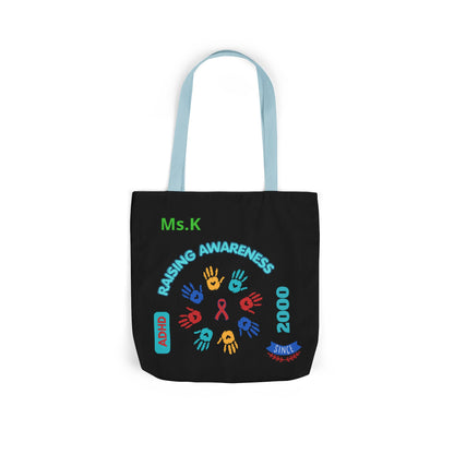 Autism Awareness Canvas Tote — Rainbow Handprints & Ribbon Design
