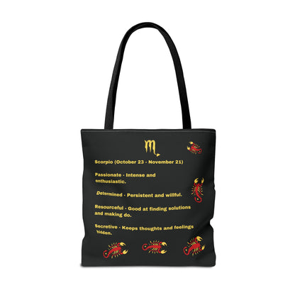 Black Zodiac Scorpio Tote Bag