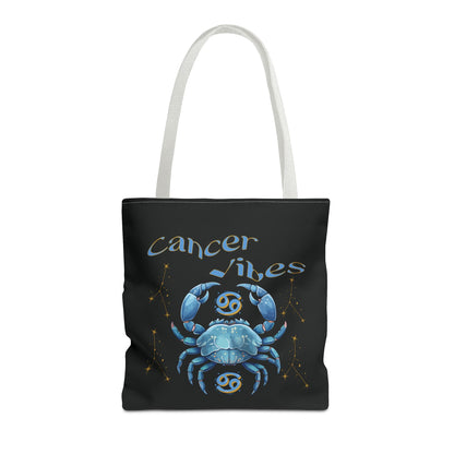 Black Zodiac Cancer Tote Bag