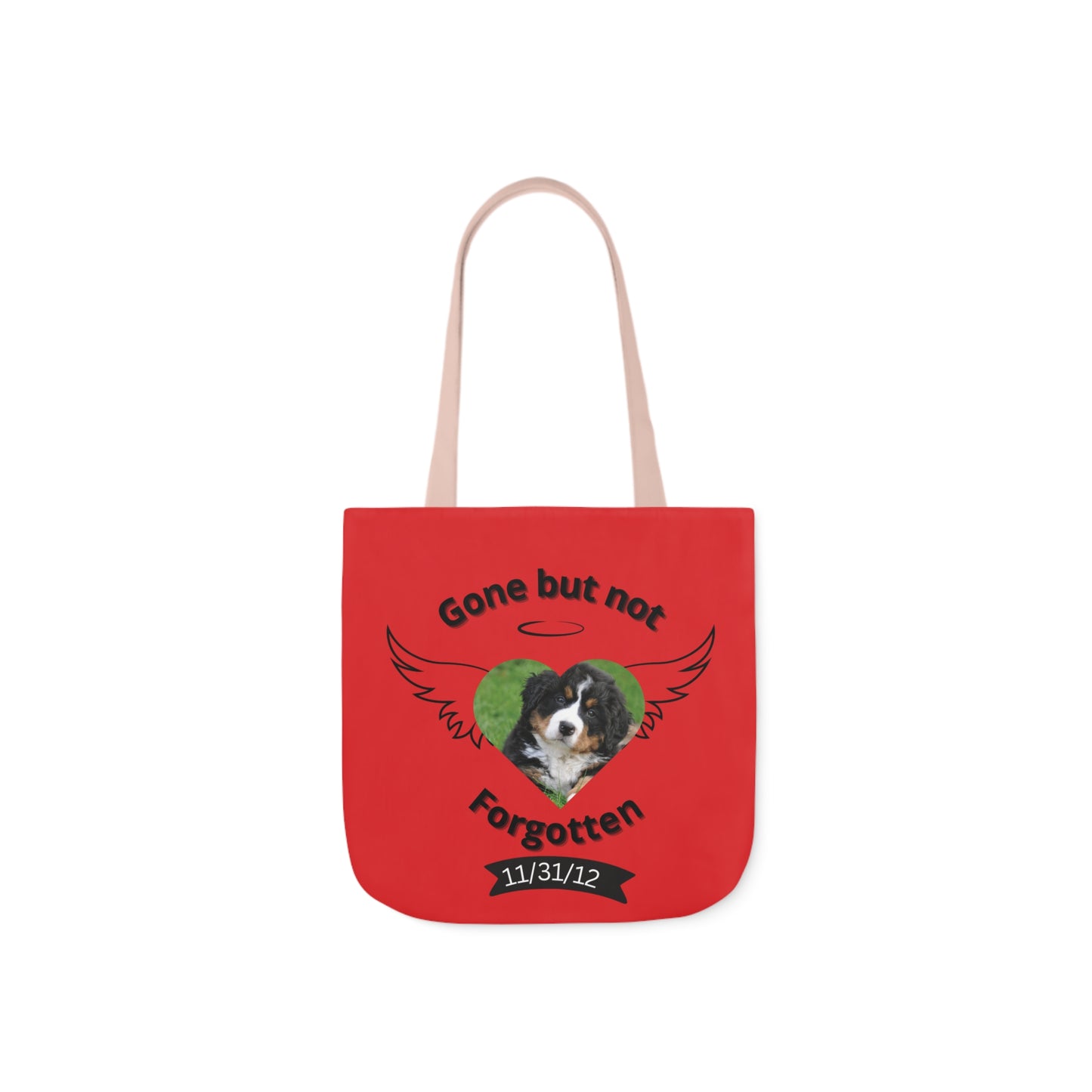 Red and Black Personalized Dog Memorial Tote Bag