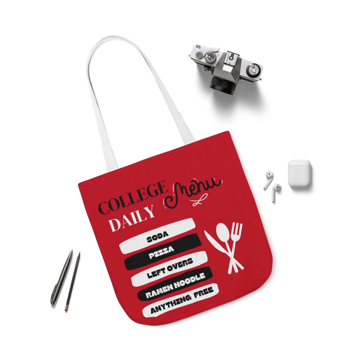 Funny Student Red Canvas Tote Bag