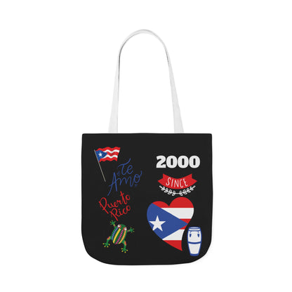 Puerto Rico Pride Canvas Tote Bag — Personalized with initial and D.O.D