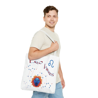 Personalized Year & Initial, Leo Vibes Zodiac White Tote Bag