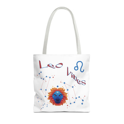 Personalized Year & Initial, Leo Vibes Zodiac White Tote Bag