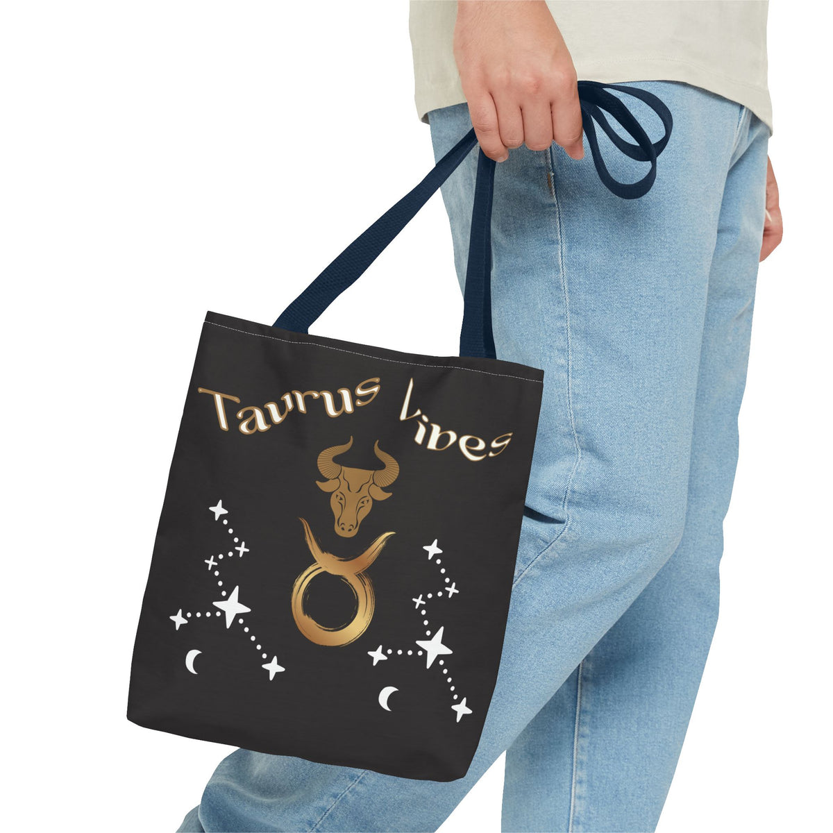 Personalized Taurus Vibes' Zodiac Canvas Tote Bag with Birth Year & Initials