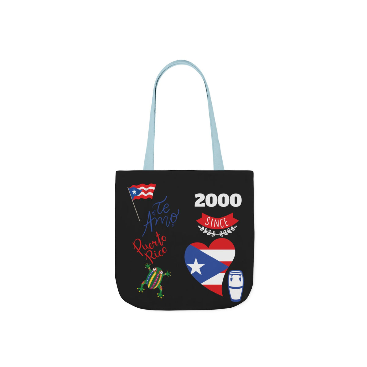Puerto Rico Pride Canvas Tote Bag — Personalized with initial and D.O.D