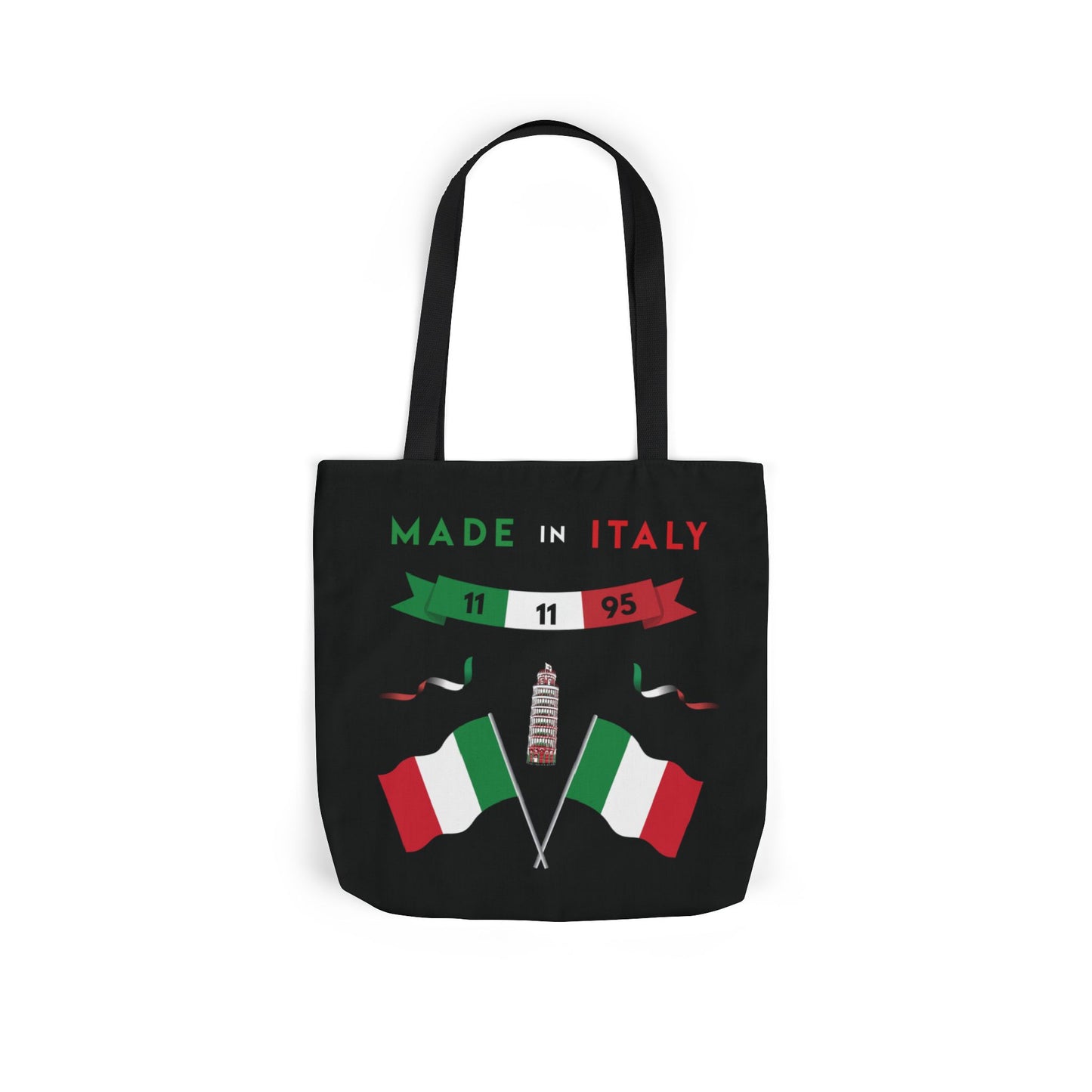 Black Canvas Tote Bag - Italy Theme