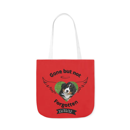 Red and Black Personalized Dog Memorial Tote Bag