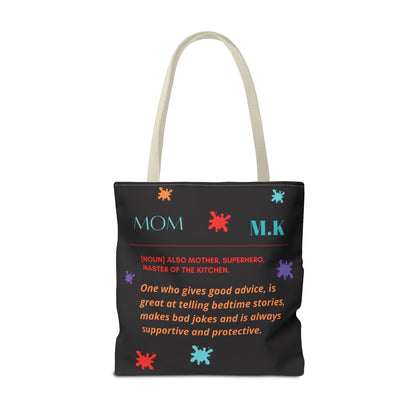 Personalized Mom Canvas Tote Bag — Watercolor Initials Splash