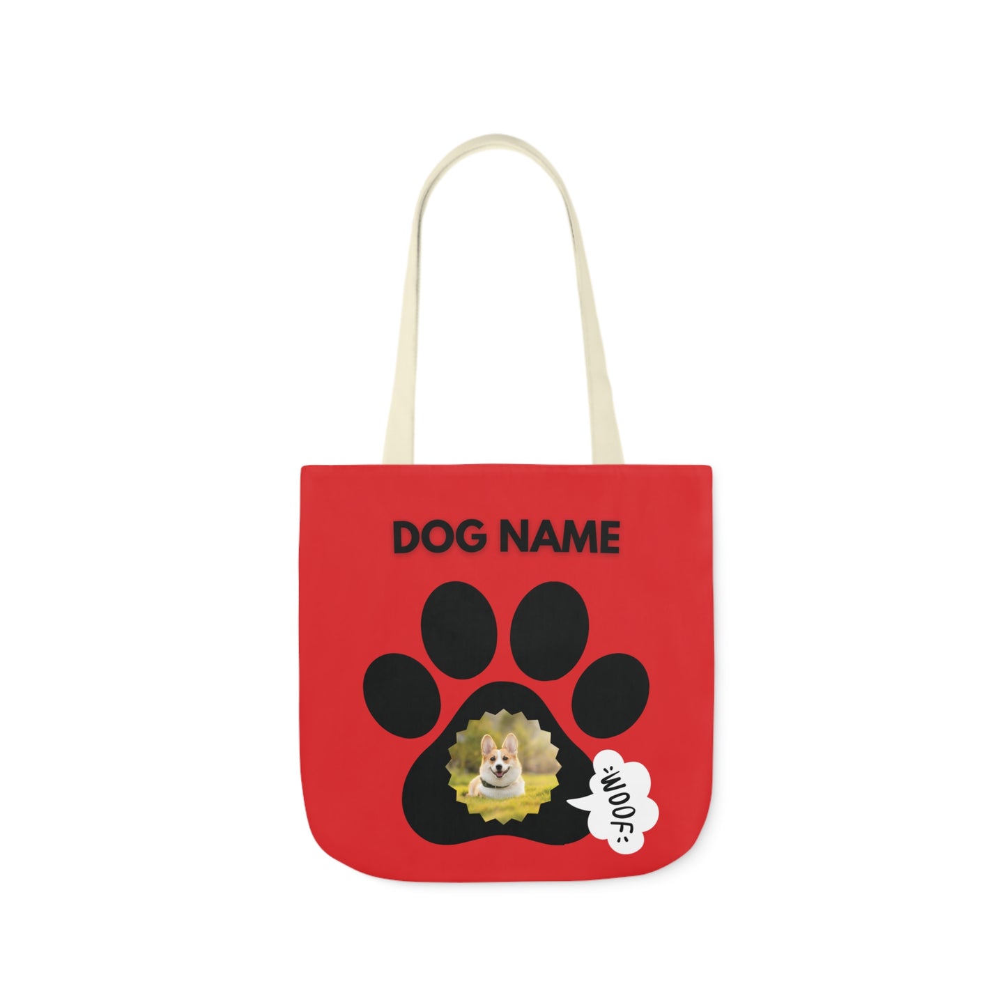 Red and Black Personalized Dog Canvas Tote Bag