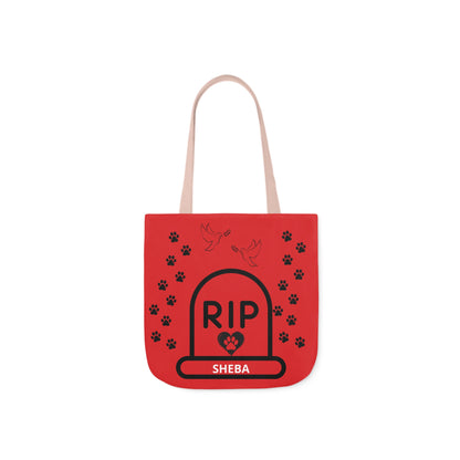 Red and Black Personalized Dog Memorial Tote Bag