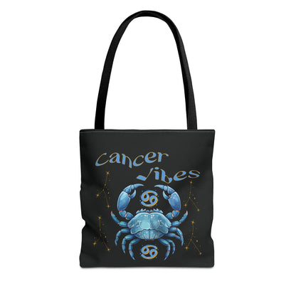 Black Zodiac Cancer Tote Bag