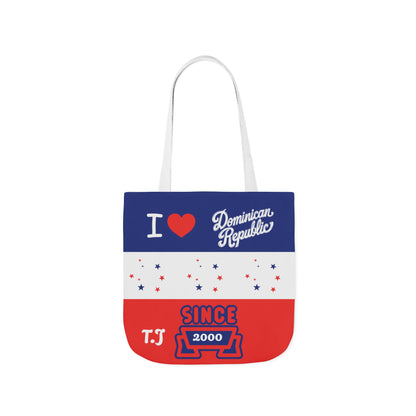 Personalized D.O.B & intinial,Dominican Republic Heart Canvas Tote —