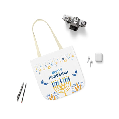 Blue and White Hanukkah Canvas Tote Bag