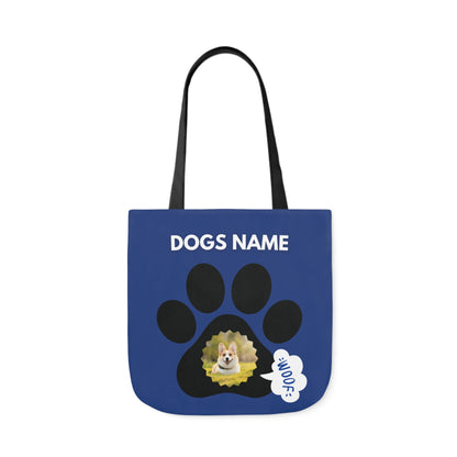 Blue Personalized Dog Canvas Tote Bag