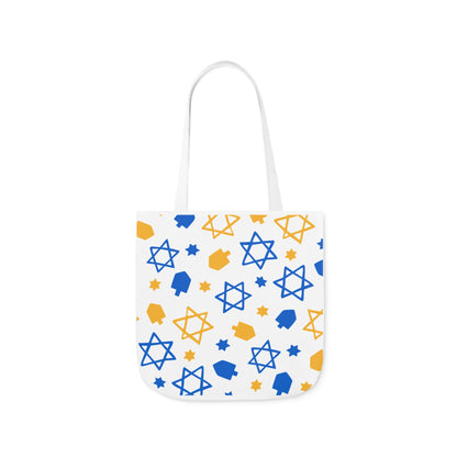 Blue and White Hanukkah Canvas Tote Bag